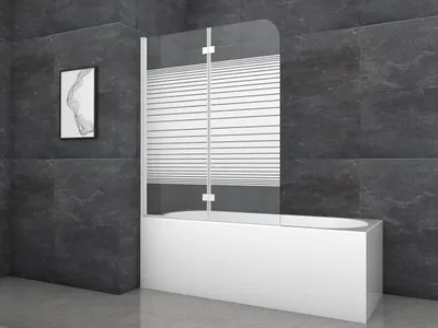 Produktbild von Badewannenfaltwand MARWELL Pulse 2 - 2-flg, 140x115cm - Duschwand für Badewanne in weiß - Duschabtrennung