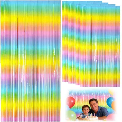 Image de Rideau de bandes métalliques - 5 pièces - Décoration pour événements - 1m x 2m - Multicolore