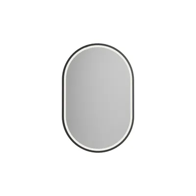 Produktbild von LED-Badspiegel 8144 - 2.0 oval - Aluminiumrahmen - Schwarz, matt - Sandgestrahlt - Anti-Beschlag - Größe wählbar, Spiegel Maße:40x60cm
