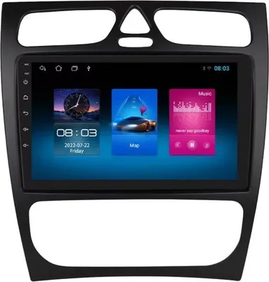Immagine prodotto di Autoradio con Bluetooth e CarPlay per Mercedes-Benz Classe C e Classe CLK (W203, W209, S203, A209, W168) – compatibile con Apple e Android – impianto stereo con sistema di navigazione – 1 GB di RAM, 16 GB di memoria