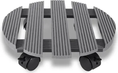 Image de Jopassy Rouleau pour plantes WPC 30 x 30 x 7.5 cm, pour l'extérieur & l'intérieur, capacité de charge 80 kg, résistant aux intempéries, gris, rond