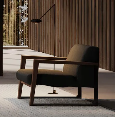 Productafbeelding van Comfortabele fauteuil in modern design. Gestoffeerd model voor een gezellige woonkamer