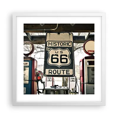 Produktbild von Gerahmtes Poster - Weißer Rahmen - Straße alt 66 USA - 40x40 cm - Wand Bild - Wanddeko - Wandbilder - Kunstposter - Wandposter - Bilderrahmen - Bilder - Kunstdruck - Wandbild - P2WAC40x40-3573