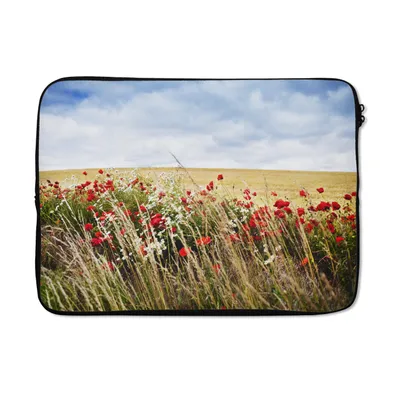 Produktbild von MuchoWow® Laptop Hülle 14 ZollWolken - Blumen - Rot Laptoptasche - Laptoptasche - Stoßsicher - Schutzhaube