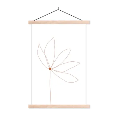 Produktbild von MuchoWow® Textilposter Minimalismus - Blumen - Linienkunst 60x90 cm mit holzfarbenen Rahmen - Textil