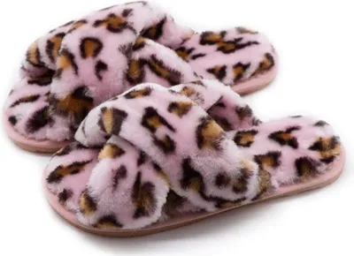 Produktbild von Damen-Hausschuhe aus Fell, Flip-Flop, offene Zehenpartie, gemütliche Sandalen aus Memory-Schaum, Slides, weich, flach, bequem, rutschfest, Spa, für drinnen und draußen