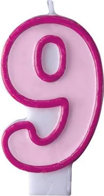 Obrázek produktu pro Narozeninová svíčka 9, růžová, 7cm