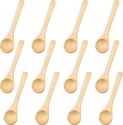 Produktbild von 12 Stück Kleine Holzlöffel Runder Kochlöffel Mini Löffel aus Holz, 13x3CM Runde Holz Kinder Löffel für Gewürze, Honig, Salz, Kaffee, Eiscreme, Senf, Zucker