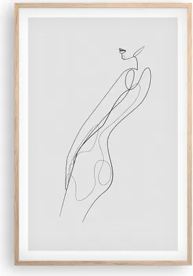 Produktbild von Gerahmtes Poster - Rahmen in heller Eiche - Kontur Frau Minimalismus - 61x91,5 cm - Wand Bild - Wanddeko - Wandbilder - Wandposter - Bilderrahmen - Bilder - Kunstdruck - Wandbild - P2NPA61x91-4242