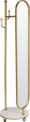 Produktbild von BELIANI Garderobenständer mit Spiegel Gold u. Weiß Metall Marmor 172 cm Modern Stilvoll Praktisch Freistehend 2 Haken Kleiderständer für Flur
