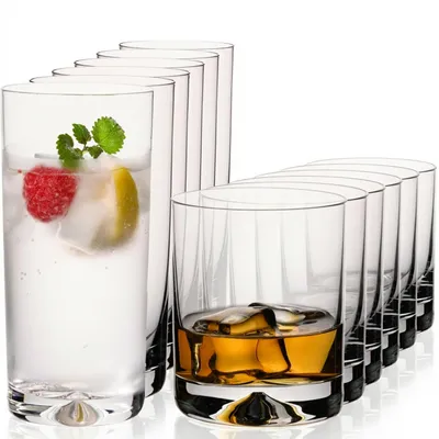 Produktbild von IMPERIAL glass Trinkgläser Set 12-teilig – Wassergläser und Saftgläser 420ml & 360ml – bleifreies Crystalline Glas, spülmaschinenfest – hohe und niedrige Gläser