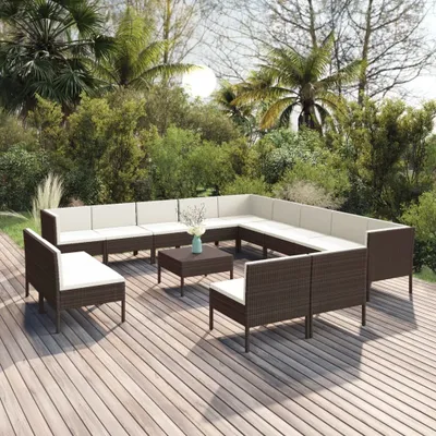 Produktbild von Möbel 14-tlg. Garten-Lounge-Set mit Auflagen Poly Rattan Braun - Balkonmöbel 3094487