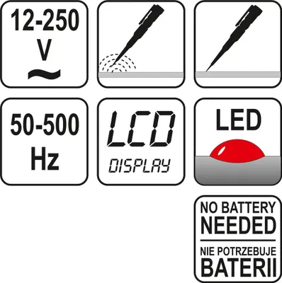 Produktbild von YATO Kfz-Prüflampe Spannungsprüfer Elektrik Diagnosewerkzeug 12-250VV