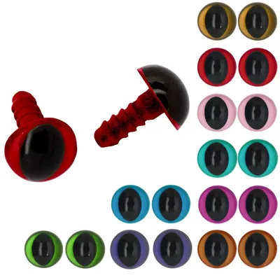 5 Paar Kunststoff-Augen 12mm Katzenaugen Tieraugen Teddyaugen, rot