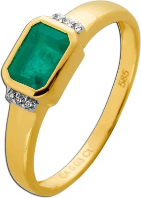 Produktbild von Smaragd Ring Gold 585 14K Natur Sambia Smaragd 0.86ct Natur Diamanten 19