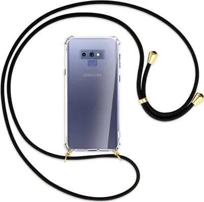 Produktbild von Handykette Backcover-Schutzhülle mit Band (Metall goldfarben) für Samsung Galaxy Note 9 - schwarz