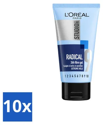 Obrázek produktu pro 10 kusů gely L'Oréal Paris Studio Line Radical 24H Super Strong, 150 ml - výhodná balení