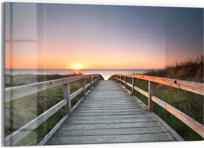 Produktbild von DEQORI Magnettafel Glas 60x40 cm 'Strandpfad in Abendsonne' beschreibbar Whiteboard