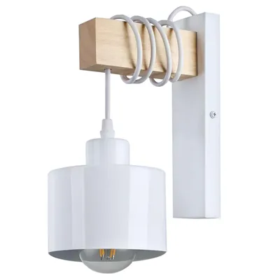 Produktbild von MasterLED Wandleuchte - E27 - Weiß mit Holz - skandinavisches Design - hell & natürlich für Wohnzimmer & Flur
