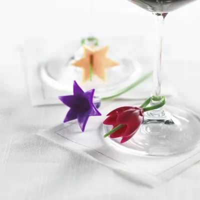 Productafbeelding van Glasmarkering - Glasmarkering - Bloemen - 6 stuks - Om glas te identificeren - CHPN
