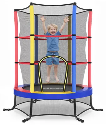 Image de SONGMICS, trampoline pour enfants, intérieur et extérieur, 174 cm, mini-trampoline de fitness, multicolore