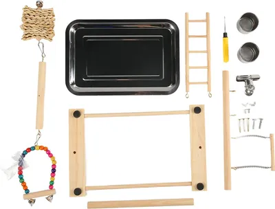 Produktbild von Vogelspielplatz, sicher, bissfest, lindert Langeweile, Holzpapageien-Spielständer für Vögel, Papageien
