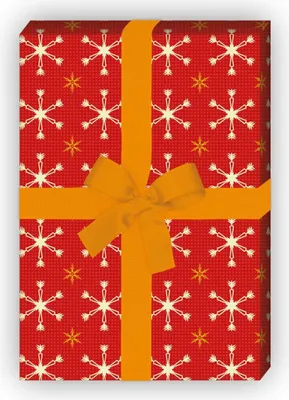 Produktbild von Weihnachts Geschenkpapier mit Sternen Muster in rot - G6329, 32 x 48cm