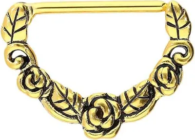 Produktbild von Brustwarzenpiercing, Chirurgenstahl Nippelpiercing Clicker ROSEN Gold Stablänge: 16mm