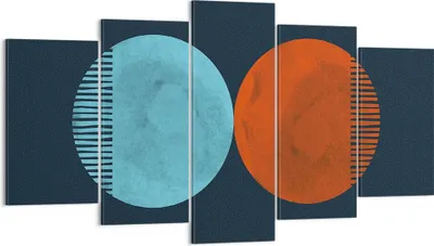 Produktbild von Bild auf Leinwand - Leinwandbild - 5 Teile - Abstraktion Blau Rot - 160x85cm - Wand Bild - Wanddeko - Wandbilder - Leinwanddruck - Bilder - Wanddekoration - Leinwand bilder - Wandbild - EA160x85-4720