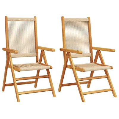 Immagine prodotto di vidaXL Sedie da giardino 2 pz. Legno massiccio beige di acacia e polipropilene