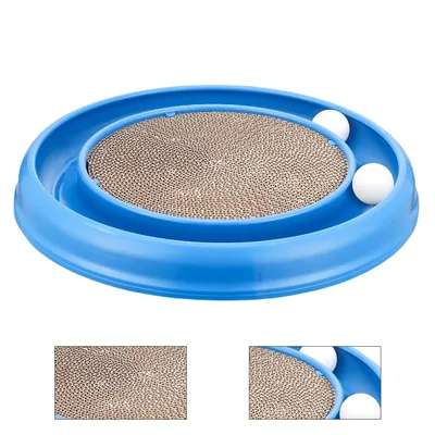 Produktbild von Katzenkratzbrett rund, Pappe Kratzpappe mit Ball, interaktives Katzenspielzeug, Kratzbrett Katze, Möbel Schutz, Spielspaß,42*42*5cm