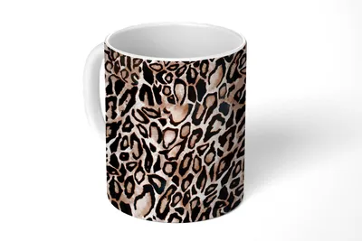 Obrázek produktu pro KitchenYeah® Hrnek na kávu Hrnek na kávu 350 ml Panther Print - černý - hnědý šálek - foto hrnek - hrnek - keramický hrnek - hrnek na čaj - hrnek na kávu - kancelářský hrnek