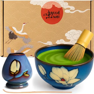 Immagine prodotto di Set matcha "Magnolia" con ciotola, frustino e supporto – set ideale per iniziare la cerimonia del tè matcha con stile