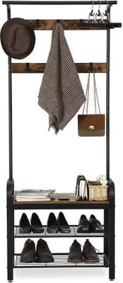 Produktbild von Wieszak na Ubrania LOFT z Półką 183 cm Stal i MDF Brązowo-Czarny