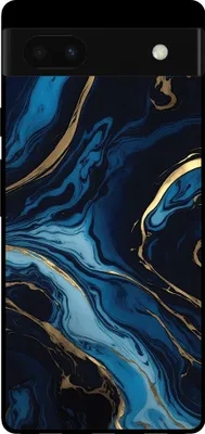 Produktbild von Smartphonica Handytasche für Google Pixel 6A mit Marmordruck - TPU Rückseite Abdeckung Fall Marmor Design - Gold Blau