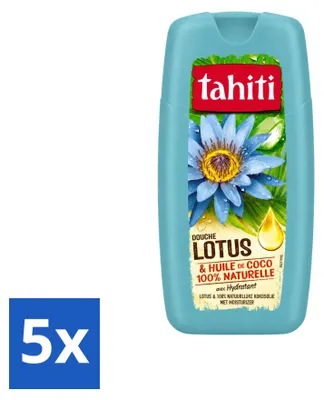Produktbild von 5 x Tahiti Douchegel Lotus & Kokosöl, hydratierend, 250 ml - Vorteilspackung - 5 Stücke