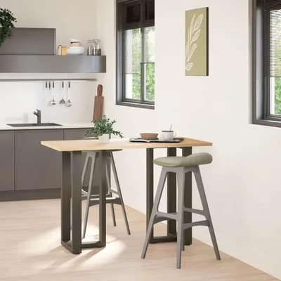 Image de vidaXL Pieds de table de bar en T 2 pcs. Acier naturel 40x35x(90-91) cm Acier