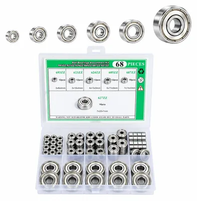 Kugellager-Set 68 Stück, 6 Größen, 693ZZ–627ZZ