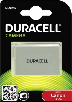 Zdjęcie produktu dla Akumulator litowo-jonowy (Li-Ion) Duracell DR9945 LP-E8 do aparatu cyfrowego, pojemność 1020 mAh, typ akumulatora Canon LP-E8