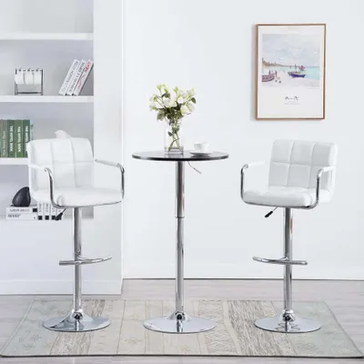 Produktbild von Möbel Barhocker 2 Stk. Weiß Kunstleder  - Barhocker &24517