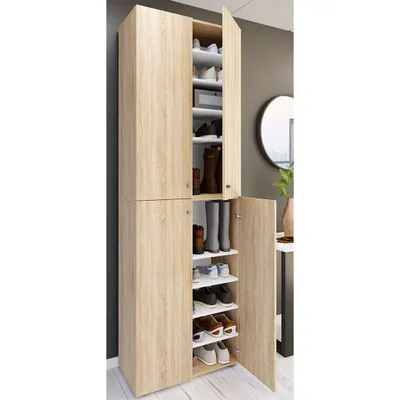 Produktbild von VCM XL Holz Großer Schuhschrank Schuhregal Groß Stiefel Dielenmöbel Lona 10 Fächer Drehtüren