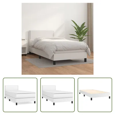Produktbild von The Living Store Boxspringbett mit Matratze Weiß 100x200 cm Kunstleder