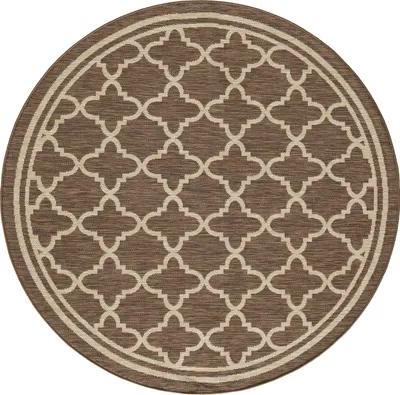 Produktbild von Teppich In- und Outdoor Flachgewebe Terrasse Balkon Wetterfest Wintergarten Robust Marokkanisch geprägtes Design, Farbe:Braun, Maße:60x100 cm