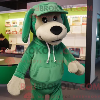 Produktbild von Maskottchenkostüm REDBROKOLY Grüner Hund mit Sweatshirt und Mütze
