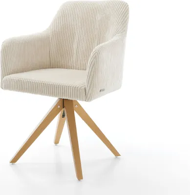 Produktbild von DELIFE Esszimmerstuhl Greg-Flex Cord Beige Holzgestell kantig Natur Taschenfederkern