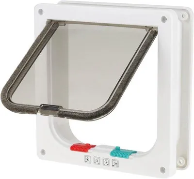 Image de Famanu, trappe pour chat XL - 4 positions différentes - 28 x 25 x 6 cm - Blanche