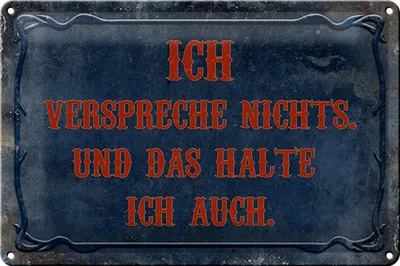 Produktbild von Blechschild Spruch 30x20cm verspreche nichts das halte auch