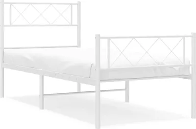 Produktbild von vidaXL Bettgestell mit Kopf- und Fußteil Metall Weiß 100x190 cm