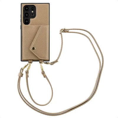 Zdjęcie produktu dla Etui na telefon Selencia Sera ze sznurkiem i kopertą na karty do Samsung Galaxy S24 Ultra - Taupe