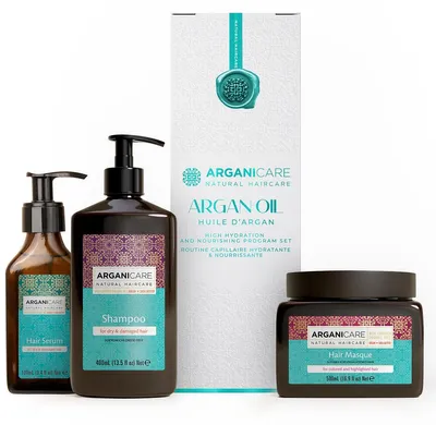 Produktbild von ARGANICARE Restrukturierendes Haarpflegeset mit Arganöl und Sheabutter, 3 Teile